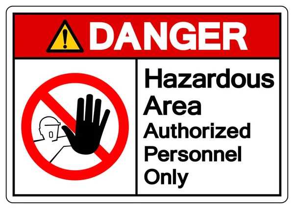 Perigo Área Perigosa Autorizado Pessoal Apenas Símbolo Sinal Ilustração Vetor —  Vetores de Stock