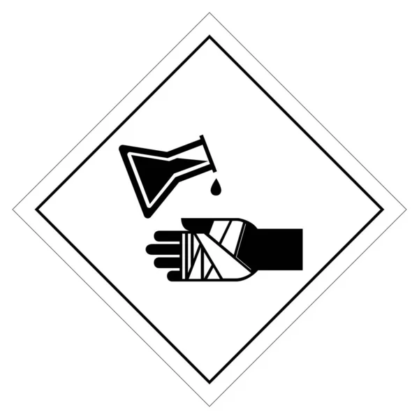 警告化学烧伤危险符号符号 矢量图解 白色背景标签隔离 Eps10 — 图库矢量图片