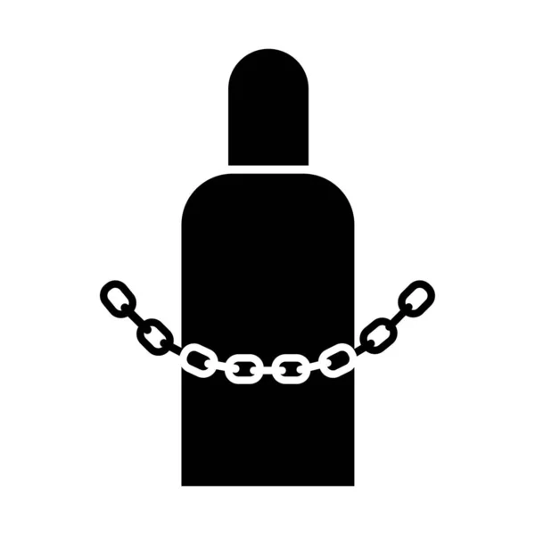 Secure Gas Cylinders Black Icon Vector Illustration Izolate White Background — Stockový vektor