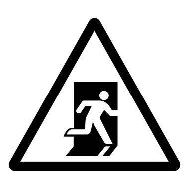 Acil Çıkış Sembol İşareti, Vektör İllüzyonu, Beyaz Arkaplan Etiketi İzole Et. EPS10 