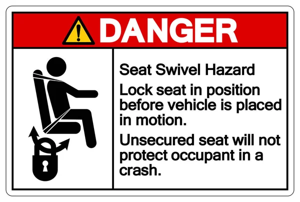 Небезпека Блокування Сидіння Положенні Перш Ніж Автомобіль Поміщається Знак Сигналу — стоковий вектор