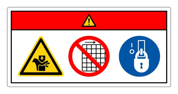 Danger Hand Crush Hazard Remove Guard Symbol Sign Vector Illustration — Stock Vector