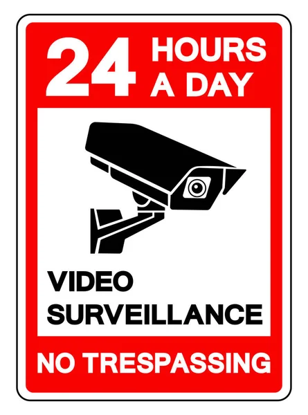 Horas Por Dia Vigilância Vídeo Sem Sinal Símbolo Invasão Ilustração —  Vetores de Stock