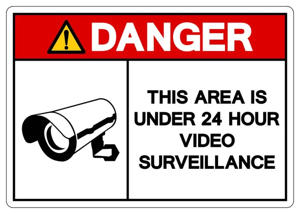 stock vector Danger This Area Is Under 24 Hour Video Surveillance Symbol Sign, Vector Illustration, Isolate On White Background Label. EPS10 