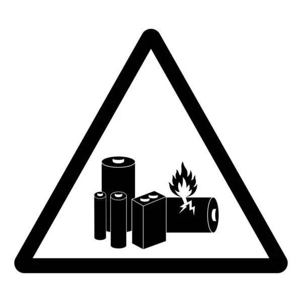Señal Símbolo Baterías Litio Advertencia Ilustración Vectorial Aislamiento Etiqueta Fondo — Vector de stock