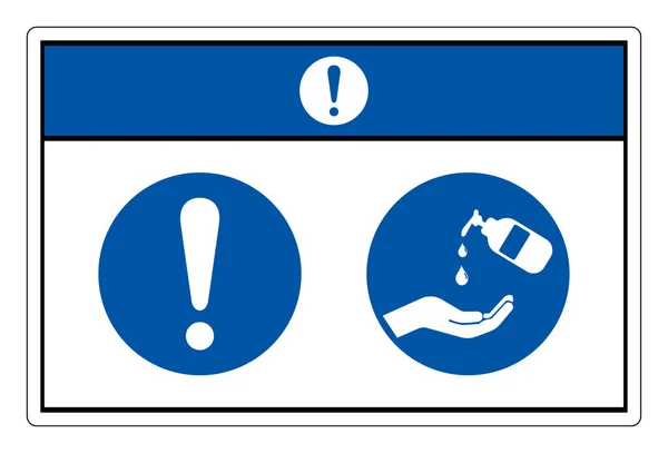 Aviso Utilice Signo Símbolo Desinfectante Manos Ilustración Vectores Aislamiento Etiqueta — Vector de stock