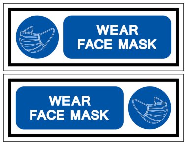 Yüz Maskesi Sembol İşareti, Vektör İllüzyonu, Beyaz Arkaplan Etiketinde İzole Et. EPS10  