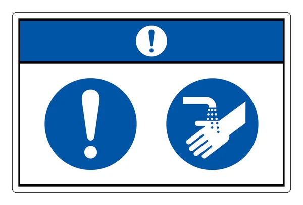 Všimněte Prosím Umyjte Symbol Ruky Vektorové Ilustrace Izolované Bílém Pozadí — Stockový vektor