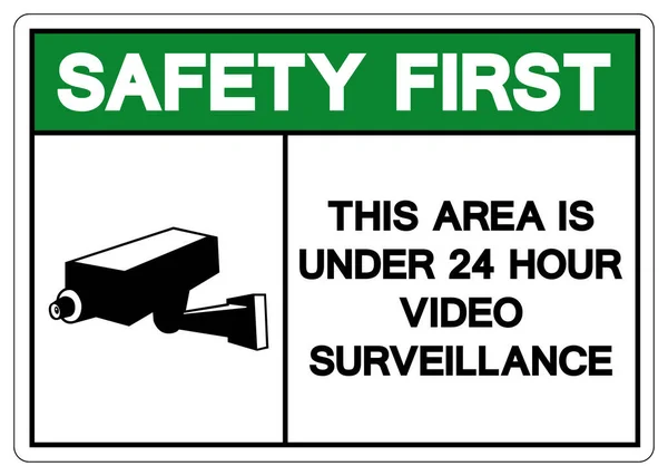 Safety First Area Hour Video Surveillance Symbol Sign Vector Illustration — Stock Vector
