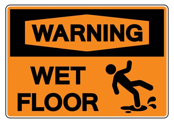 Warning Wet Floor Symbol Sign Vector Illustration Isolate White Background — стоковый вектор