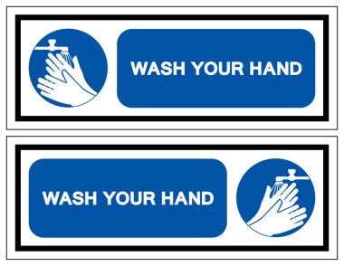 Elinizi yıkayın lütfen. Sembol işareti, Vektör İllüzyonu, Beyaz Arkaplan Etiketinde İzole Edilmiş. EPS10  