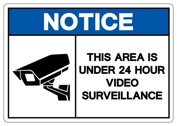 Note Que Esta Área Está Bajo Signo Símbolo Vigilancia Video — Archivo Imágenes Vectoriales