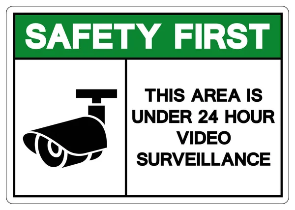 Seguridad Primer Lugar Esta Área Está Bajo Signo Símbolo Vigilancia — Archivo Imágenes Vectoriales