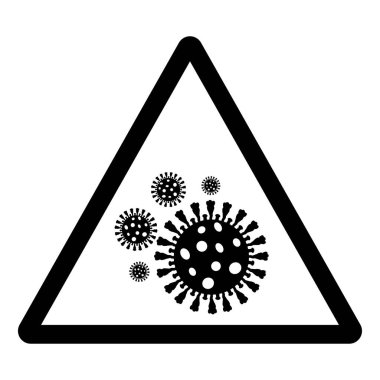 Uyarı Virüs COVID-19 Sembol İşareti, Vektör İllüstrasyonu, Beyaz Arkaplan Etiketinde İzole Edin. EPS10 