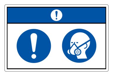 Dikkat edin, Solunum Koruyucu Sembol İşareti, Vektör İllüstrasyonu, Beyaz Arkaplan Etiketinde İzole Edilmiş. EPS10 