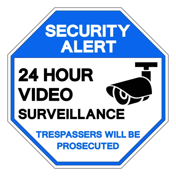 Alerta Seguridad Signo Símbolo Vigilancia Video Horas Ilustración Vectorial Aislamiento — Vector de stock