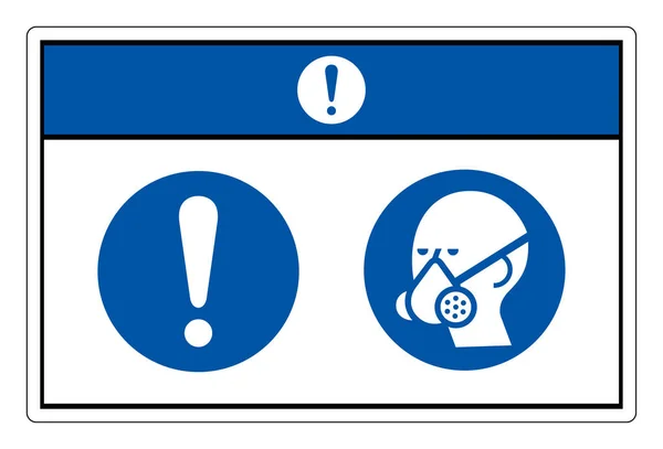 Aviso Desgaste Signo Símbolo Protección Respiratoria Ilustración Vectorial Aislado Etiqueta — Vector de stock
