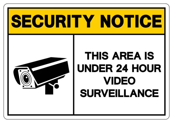 Aviso Seguridad Esta Área Está Bajo Signo Símbolo Vigilancia Video — Archivo Imágenes Vectoriales