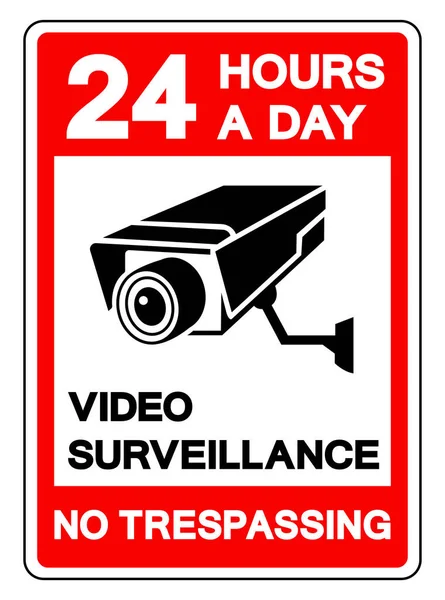 Hour Day Video Surveillance Trespassing Symbol Sign Vector Illustration Isolate — Stock Vector