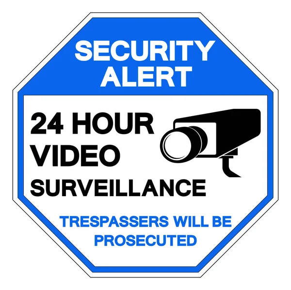 Precaución Esta Área Está Bajo Horas Signo Símbolo Vigilancia Vídeo — Archivo Imágenes Vectoriales