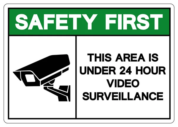 Seguridad Primer Lugar Esta Área Está Bajo Signo Símbolo Vigilancia — Archivo Imágenes Vectoriales