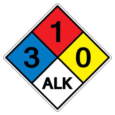 NFPA Elmas 704 3-1-0 ALK Sembol İşareti, Vektör İllüstrasyonu, Beyaz Arkaplan Etiketi İzole Et. EPS10