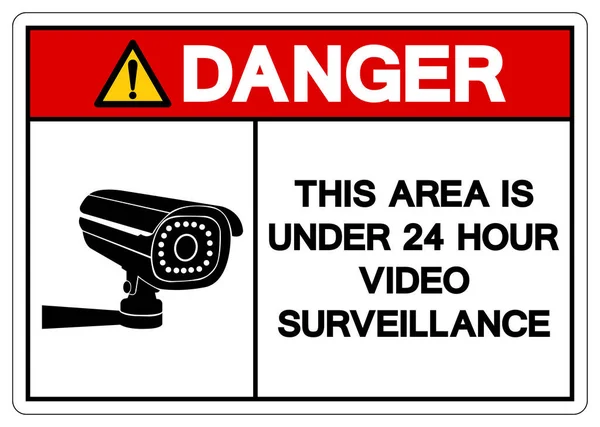 Danger Area Hour Video Surveillance Symbol Sign Vector Illustration Isolate — Stock Vector