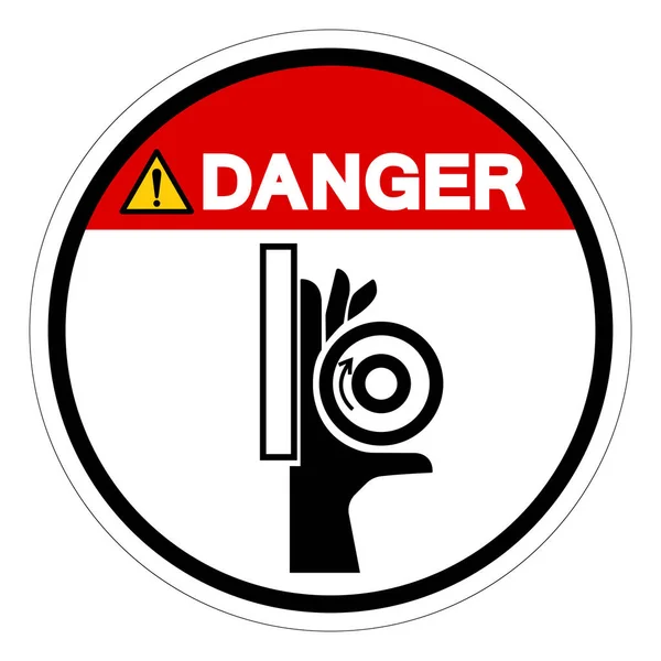Danger Hand Crush Roller Pinch Point Symbool Sign Vector Illustratie — Stockvector
