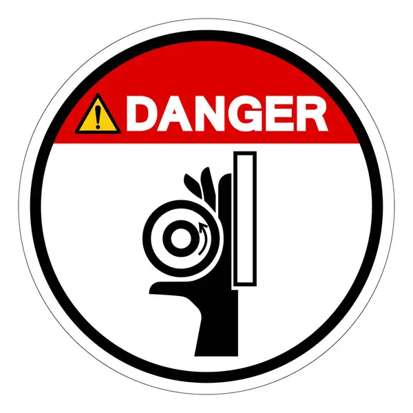 Tehlike Çarpması Roller Pinch Point Sembol Şareti Vektör Llüstrasyonu Beyaz — Stok Vektör