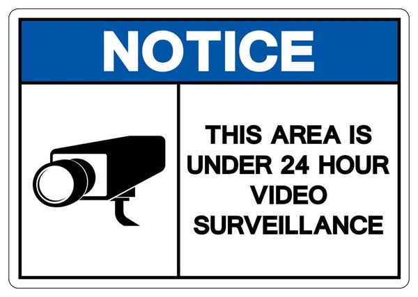 Note Que Esta Área Está Bajo Signo Símbolo Vigilancia Video — Vector de stock