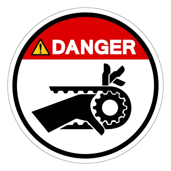 Gefahr Hand Verwicklung Kerben Belt Drive Symbol Zeichen Vektor Illustration — Stockvektor
