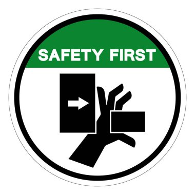 Sol Sembol İşaretinden Güvenlik Birinci El Çarpma Gücü, Vektör İllüstrasyonu, Beyaz Arkaplan Etiketinde İzole EPS10 