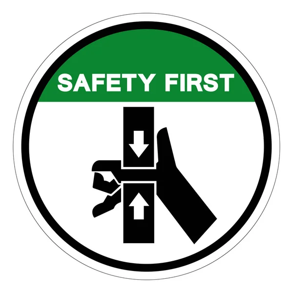 Sécurité Première Force Écrasement Main Signe Symbole Supérieur Inférieur Illustration — Image vectorielle