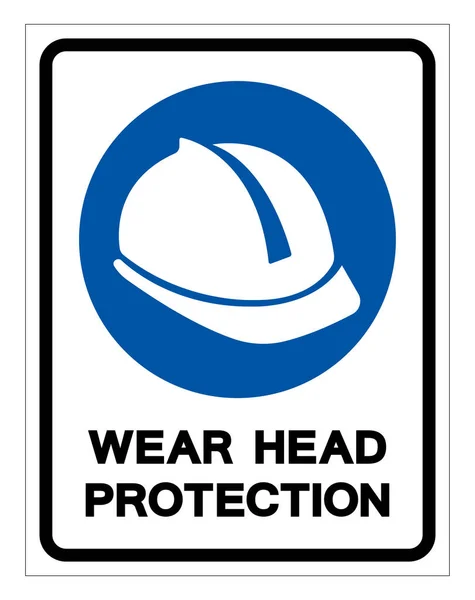 Wear Head Protection Symbol Sign Vector Illustration Isolated White Background — Stock Vector