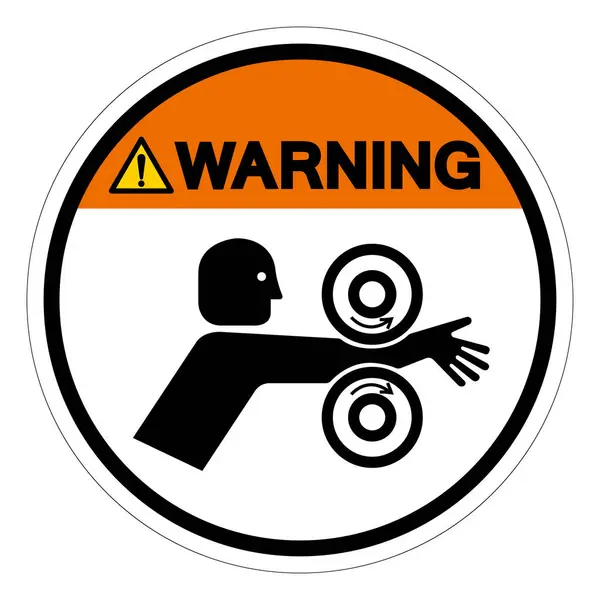 Warning Arm Entangle Rollers Right Symbol Sign Vector Illustration Isolate — Stock Vector