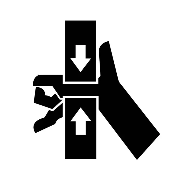 Hand Crush Force Felülről Alulról Fekete Ikon Vektor Illusztráció Elszigetelt — Stock Vector