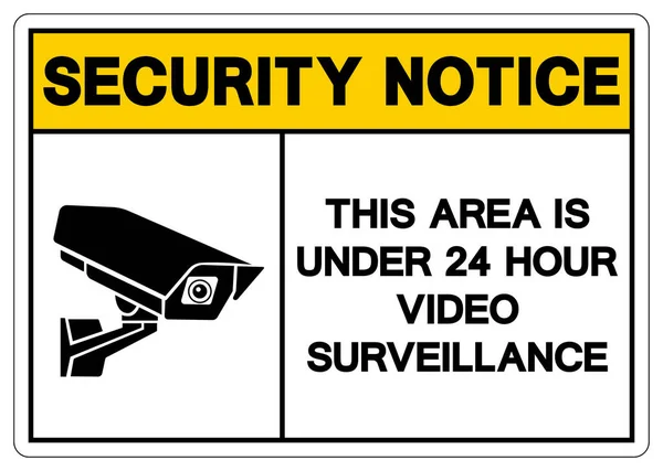 Aviso Seguridad Esta Área Está Bajo Signo Símbolo Vigilancia Video — Vector de stock