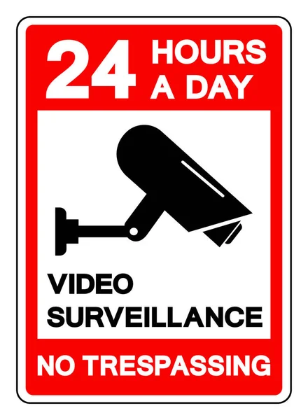 Ώρες Μια Μέρα Βίντεο Επιτήρησης Δεν Καταπάτηση Σύμβολο Σημάδι Διανυσματική — Διανυσματικό Αρχείο