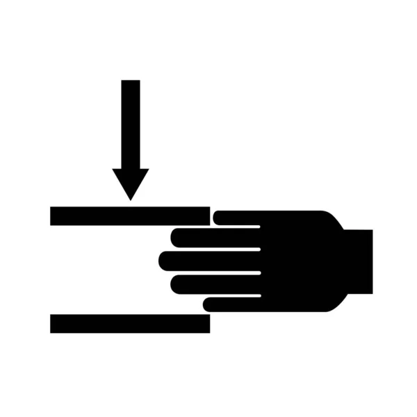 Hand Crush Force Von Oben Schwarzes Symbol Vektorillustration Isoliert Auf — Stockvektor