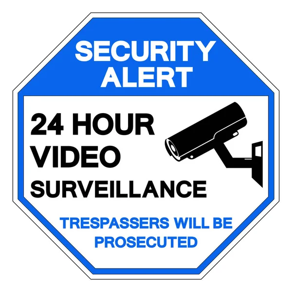 Συναγερμός Ασφάλειας 24Ωρη Βίντεο Σημάδι Συμβόλων Επιτήρησης Διανυσματική Απεικόνιση Απομονώστε — Διανυσματικό Αρχείο