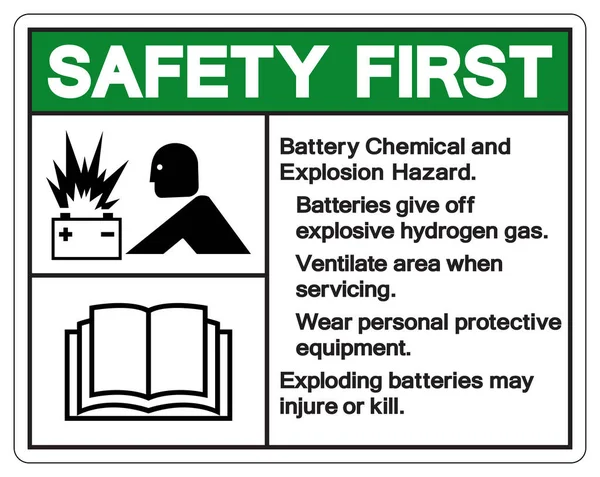 Sinal Químico Símbolo Perigo Explosão Primeira Bateria Segurança Ilustração Vetor — Vetor de Stock
