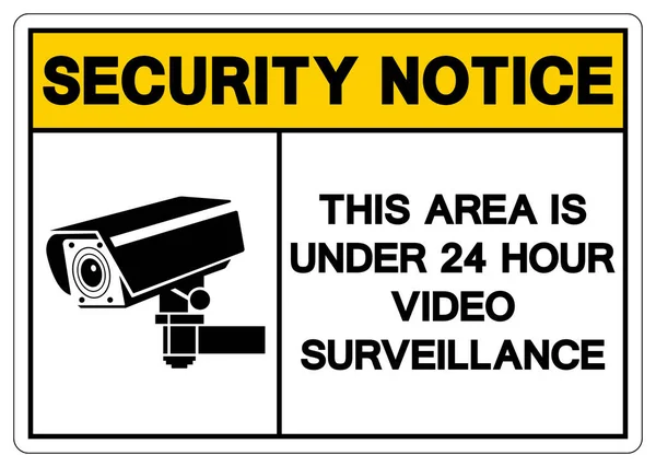 Aviso Seguridad Esta Área Está Bajo Signo Símbolo Vigilancia Video — Archivo Imágenes Vectoriales