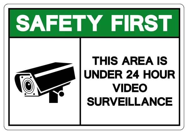Sicherheit Erster Stelle Dieser Bereich Ist Unter Dem Stunden Videoüberwachungssymbol — Stockvektor