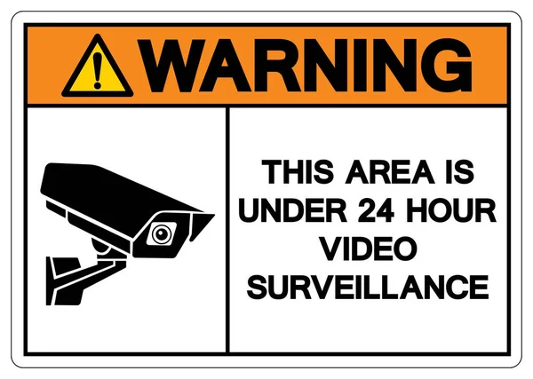 Aviso Esta Área Está Sob Horas Sinal Símbolo Vigilância Vídeo — Vetor de Stock