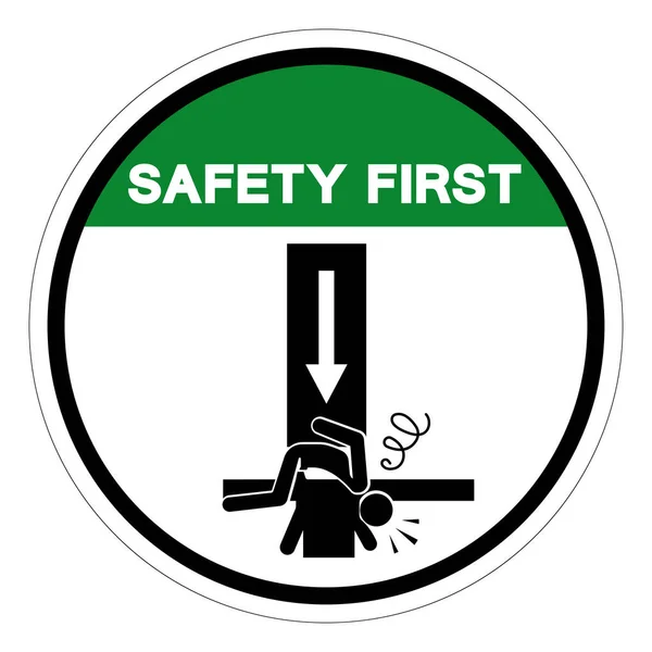 Safety First Crush Hazard Symbol Zeichen Vektorillustration Isoliert Auf Weißem — Stockvektor