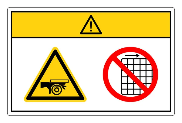 小心手压碎滚筒压点不要拆卸警戒牌符号 矢量图解 白色背景标签上的分离 — 图库矢量图片