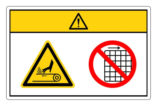 Voorzichtigheid Hand Abrasion Belt Drive Verwijder Niet Guard Symbool Sign — Stockvector