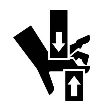 Ezici El Üstü Siyah Simge, Vektör İllüzyonu, Beyaz Arkaplan Etiketinde Tecrit. EPS10