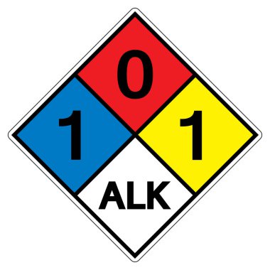 NFPA Elmas 704 1-0-1 ALK Sembol İşareti, Vektör İllüstrasyonu, Beyaz Arkaplan Etiketinde İzole EPS10.