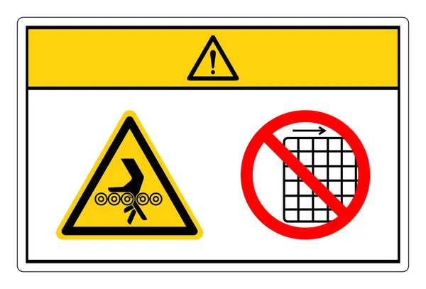 Attention Les Rouleaux Enchevêtrement Main Retirent Pas Signe Symbole Garde — Image vectorielle
